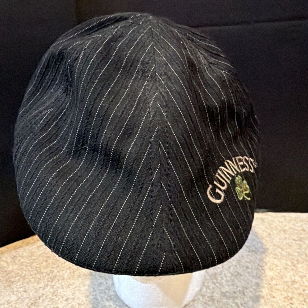 Guinness Irish Cap Pinstripe Newsboy One Size Fits Most Shamrock + Logo